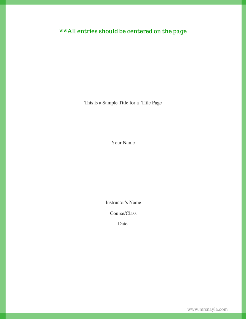 Create a Title Page